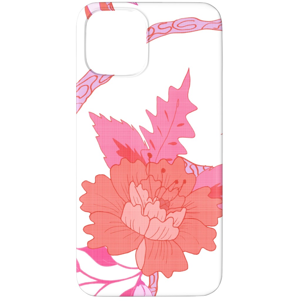 Peony Branch Mural Phone Case, Silicone Liner Case, Matte, iPhone 11 Pro, Pink, Whisper