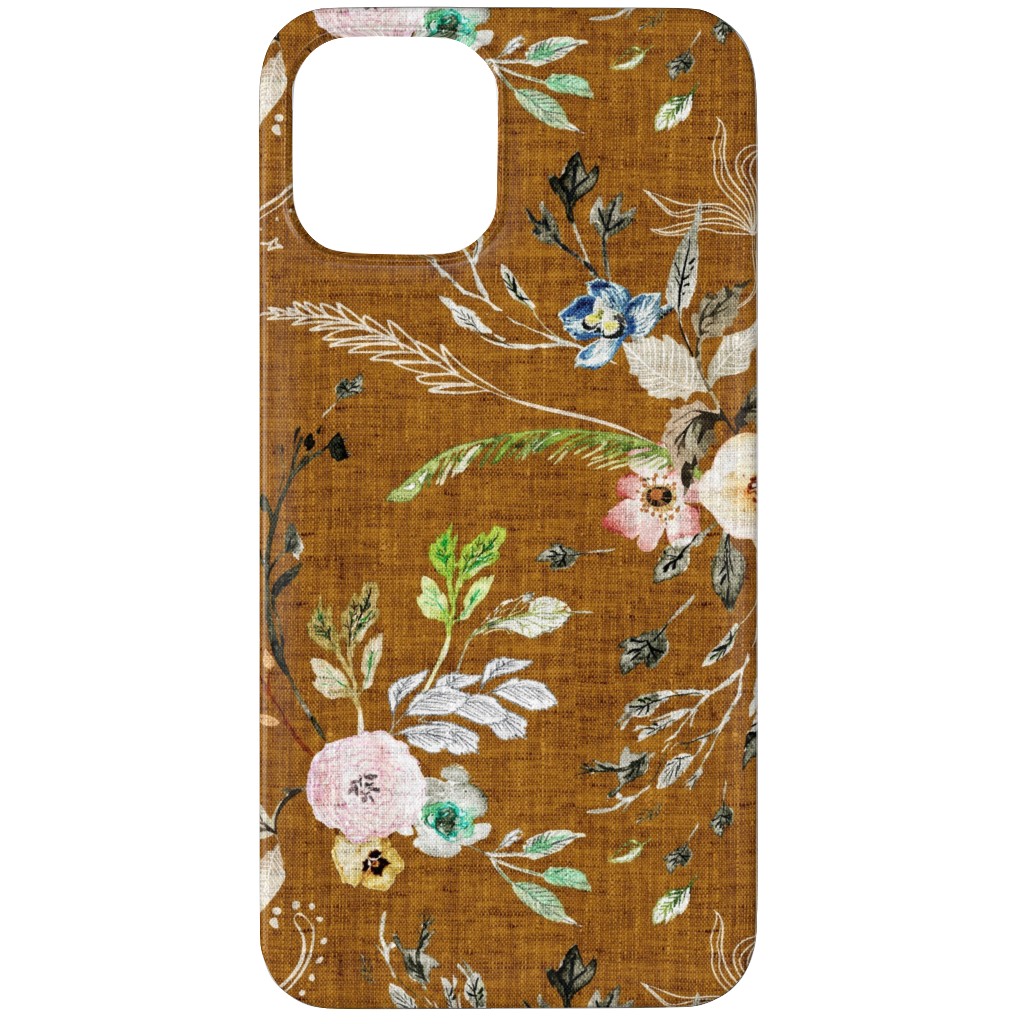 La Boheme Floral - Russet Phone Case, Silicone Liner Case, Matte, iPhone 11 Pro, Brown