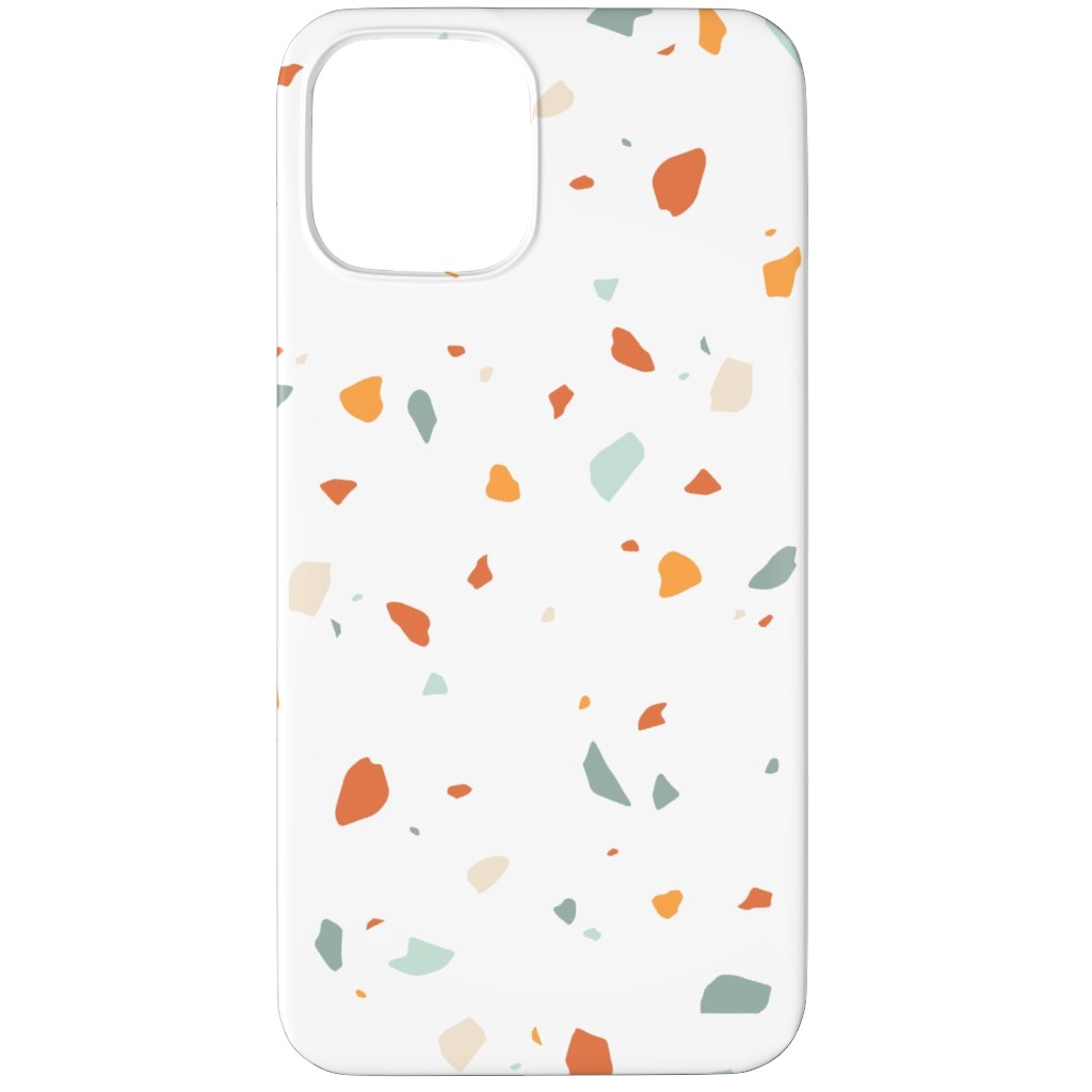 Terrazzo - Green and Orange on Cream Phone Case, Slim Case, Matte, iPhone 11 Pro, Beige