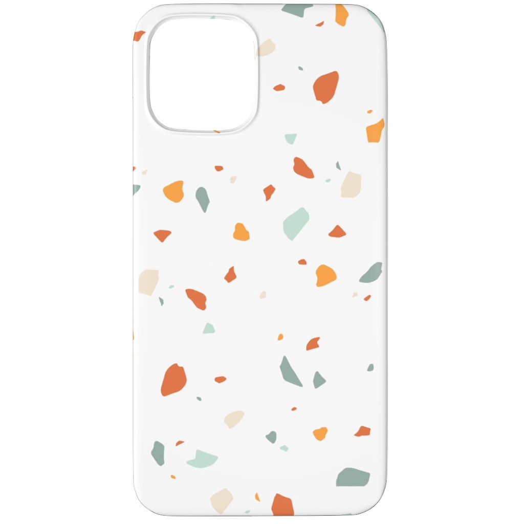 Terrazzo - Green and Orange on Cream Phone Case, Slim Case, Matte, iPhone 11 Pro, Beige, Pearl
