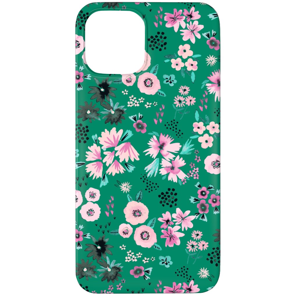 Artful Little Flowers - Green Phone Case, Slim Case, Matte, iPhone 11 Pro, Green, Classic Green