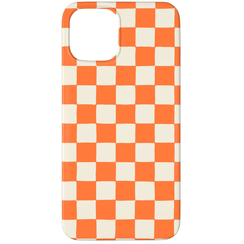 Retro Checkerboard - Bright Orange Phone Case, Slim Case, Matte, iPhone 11 Pro, Orange, Orange