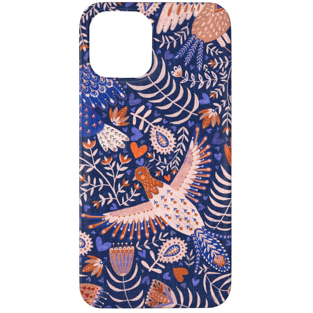 Swedish Folk Art Birds - Blue Phone Case, Slim Case, Matte, iPhone 11 Pro, Blue, True Blue