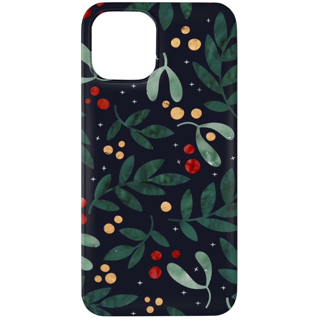Christmas Berries - Dark Phone Case, Slim Case, Matte, iPhone 11 Pro, Green, Classic Green