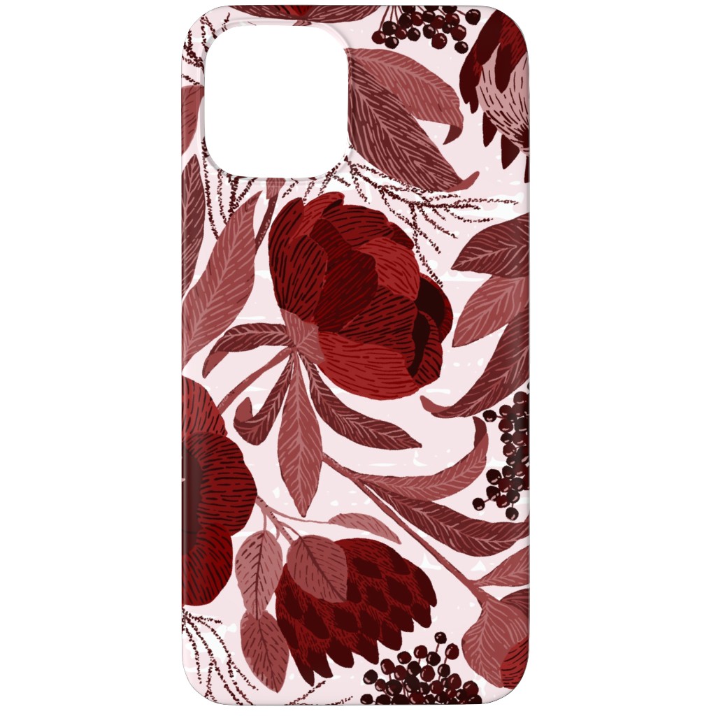 Peony and King Protea - Burgundy Phone Case, Slim Case, Matte, iPhone 11 Pro, Red