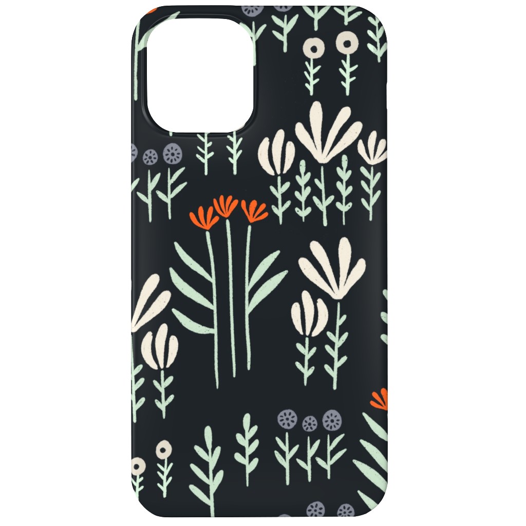 Delicate Floral - Orange and White Phone Case, Silicone Liner Case, Matte, iPhone 11, Black