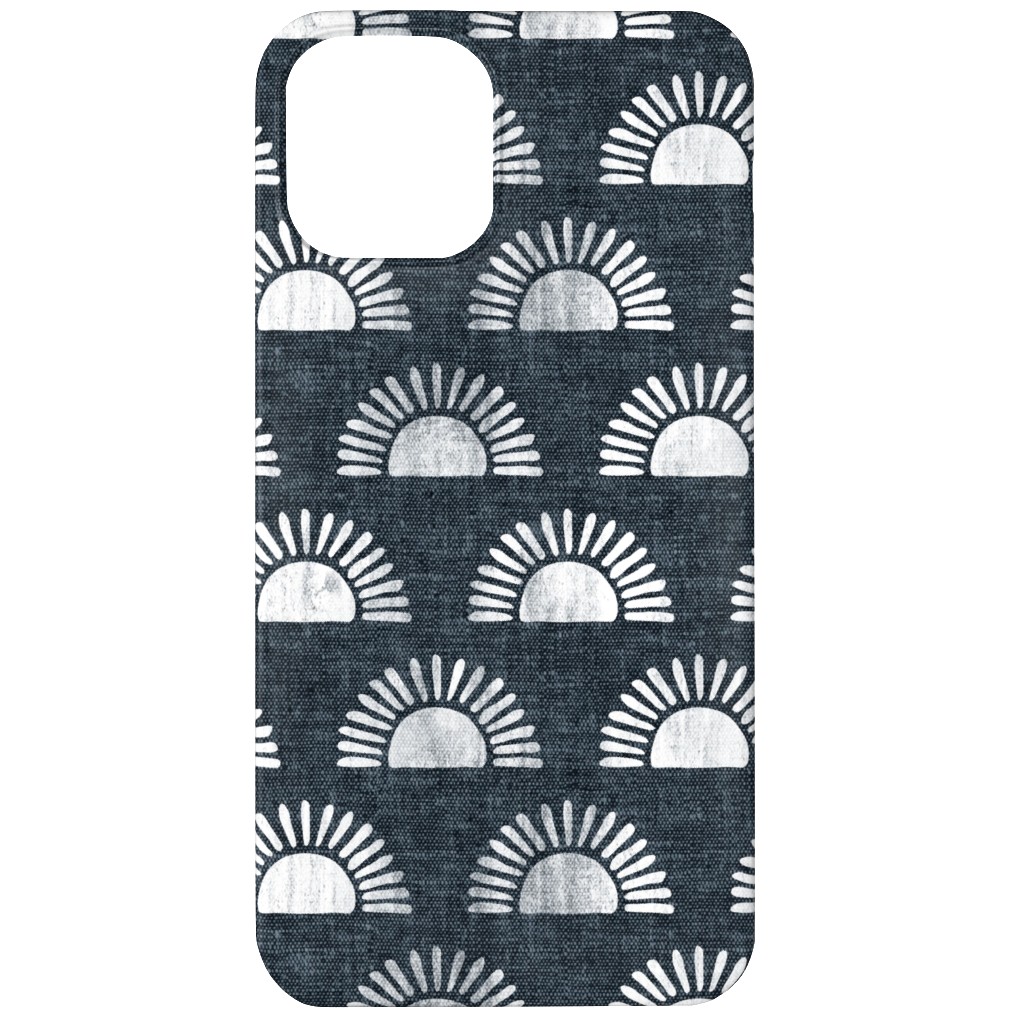 Sunshine Boho Block Print - Blue Phone Case, Silicone Liner Case, Matte, iPhone 11, Blue, True Blue