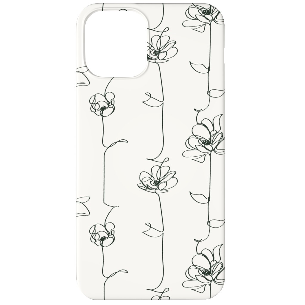 One Line Floral - Light Phone Case, Silicone Liner Case, Matte, iPhone 11, White
