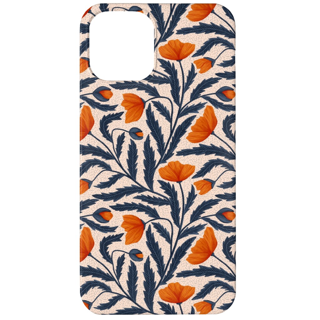 Poppy Flower - Blue and Orange Phone Case, Silicone Liner Case, Matte, iPhone 11, Blue