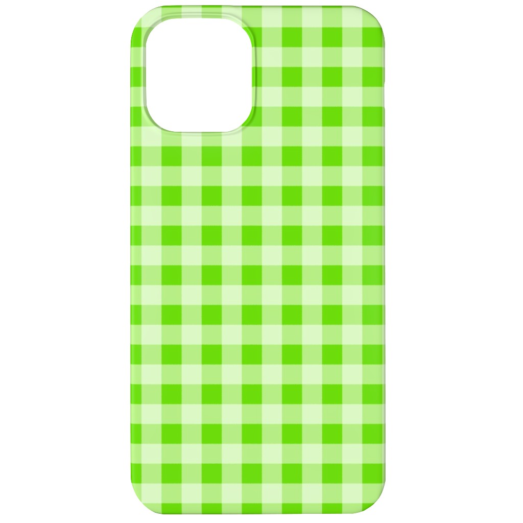 Gingham Checker - Green Phone Case, Silicone Liner Case, Matte, iPhone 11, Green