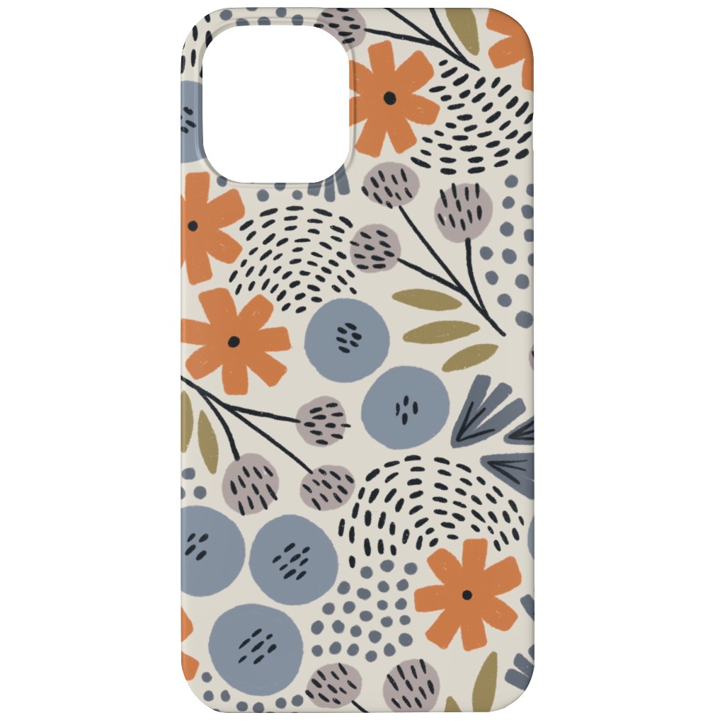 Phyllis Floral - Orange and Blue Phone Case, Silicone Liner Case, Matte, iPhone 11, Multicolor