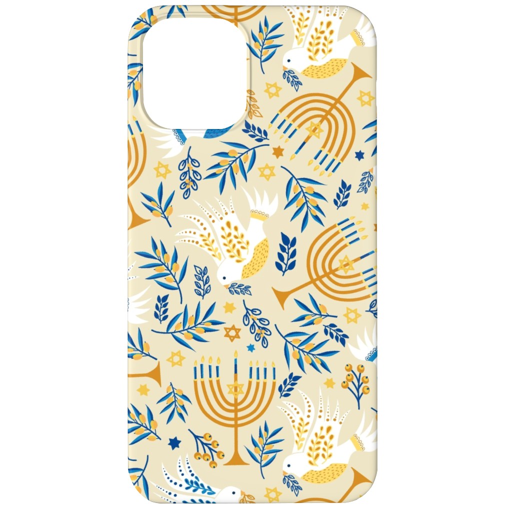 Hanukkah Birds Menorahs - Yellow Phone Case, Silicone Liner Case, Matte, iPhone 11, Yellow