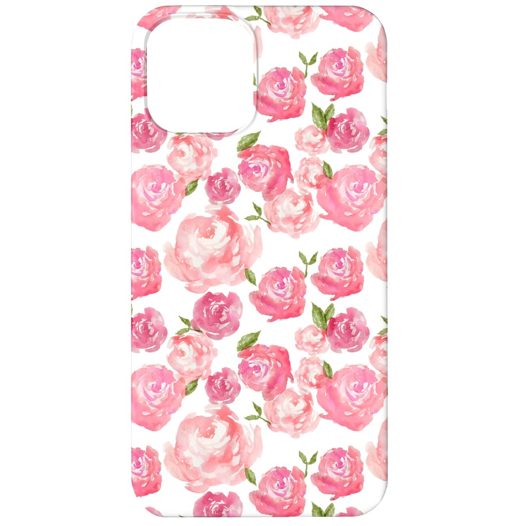 Watercolor Floral - Pink Phone Case, Silicone Liner Case, Matte, iPhone 11, Pink, Bright Pink