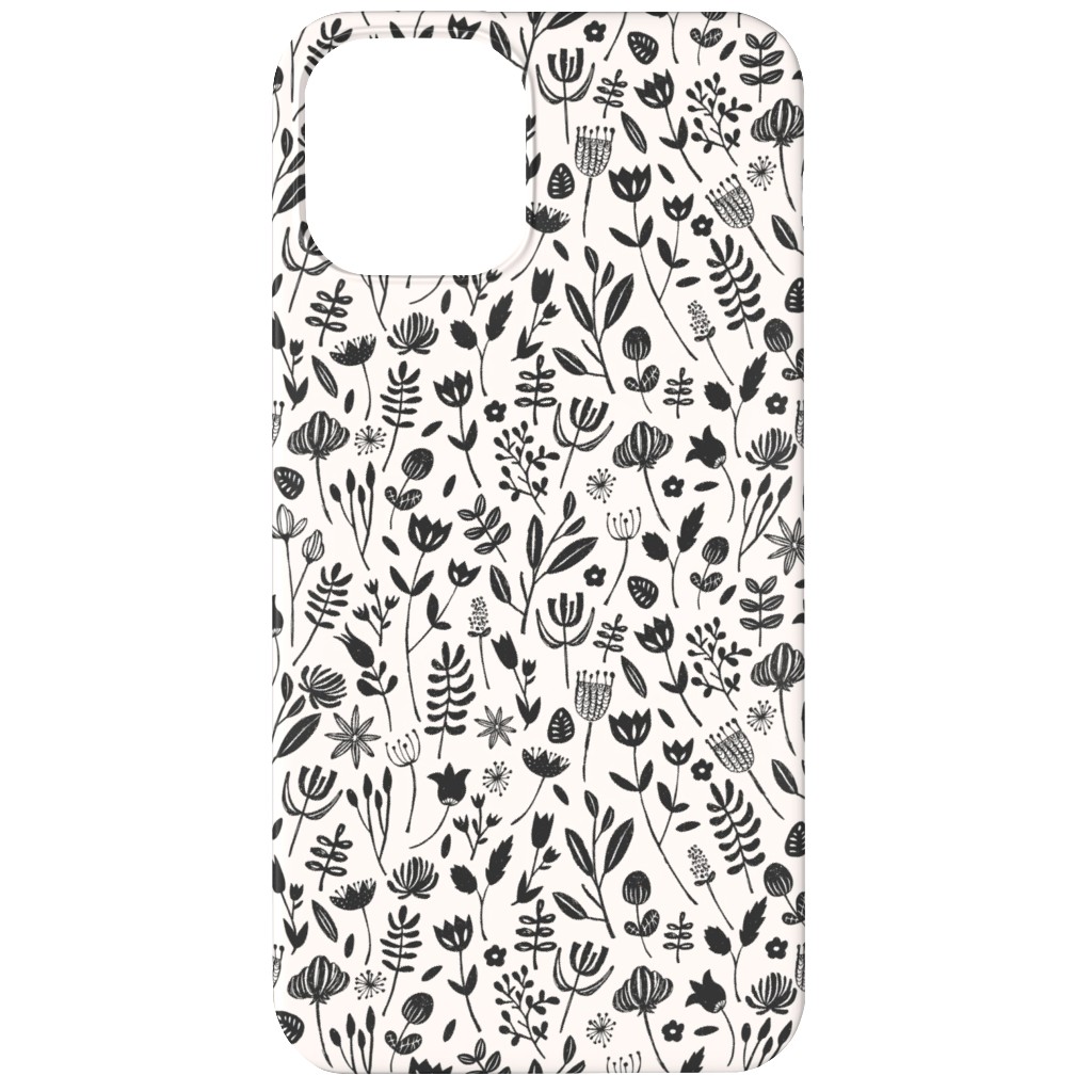 Folk Botanical Print - Neutral Phone Case, Silicone Liner Case, Matte, iPhone 11, Beige, Pearl