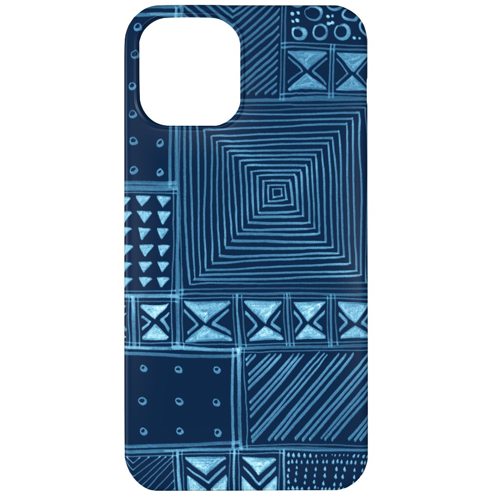 African Tribal Mud Cloth - Indigo Phone Case, Silicone Liner Case, Matte, iPhone 11, Blue, True Blue