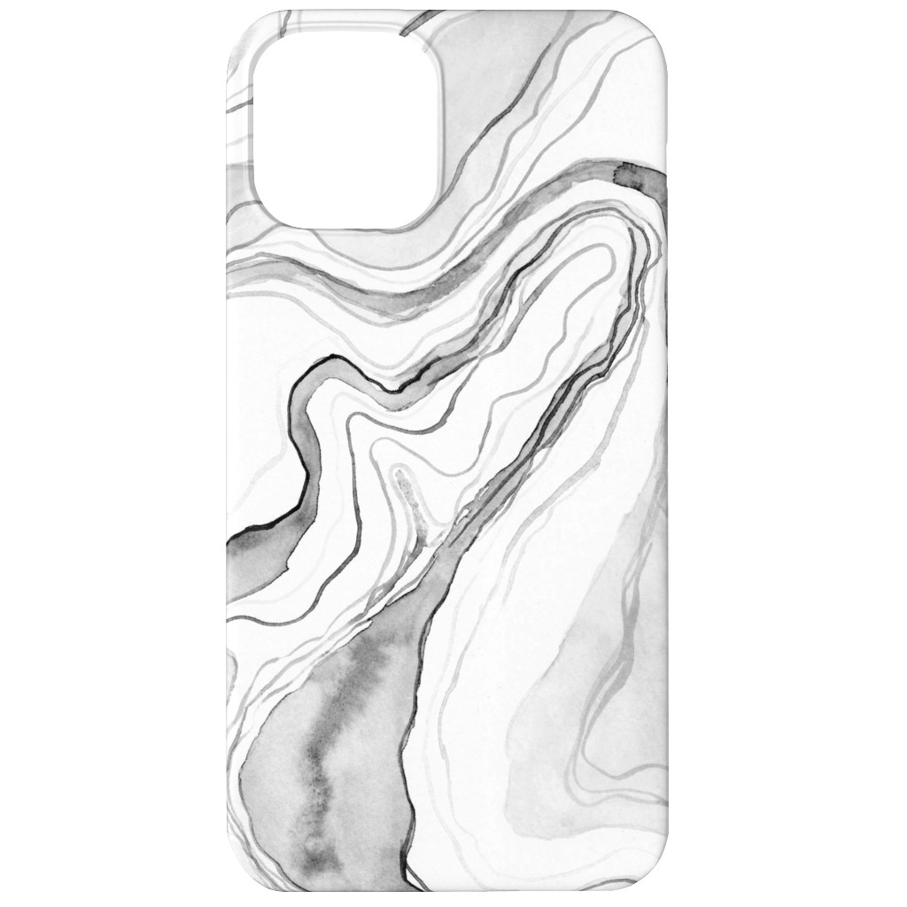 Watercolor Marble Phone Case, Silicone Liner Case, Matte, iPhone 11, Gray, Silver Lining