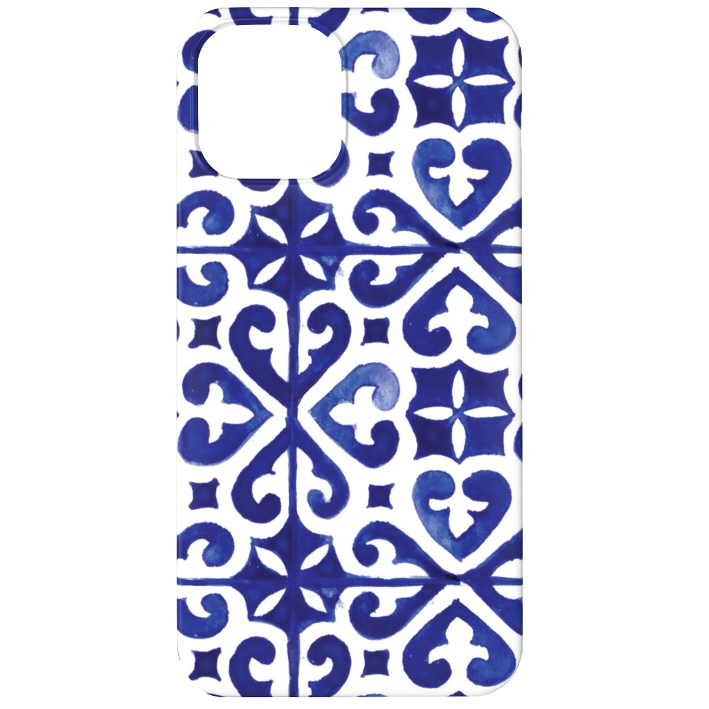 Lisbon Tiles Watercolor - Blue Phone Case, Silicone Liner Case, Matte, iPhone 11, Blue, True Blue