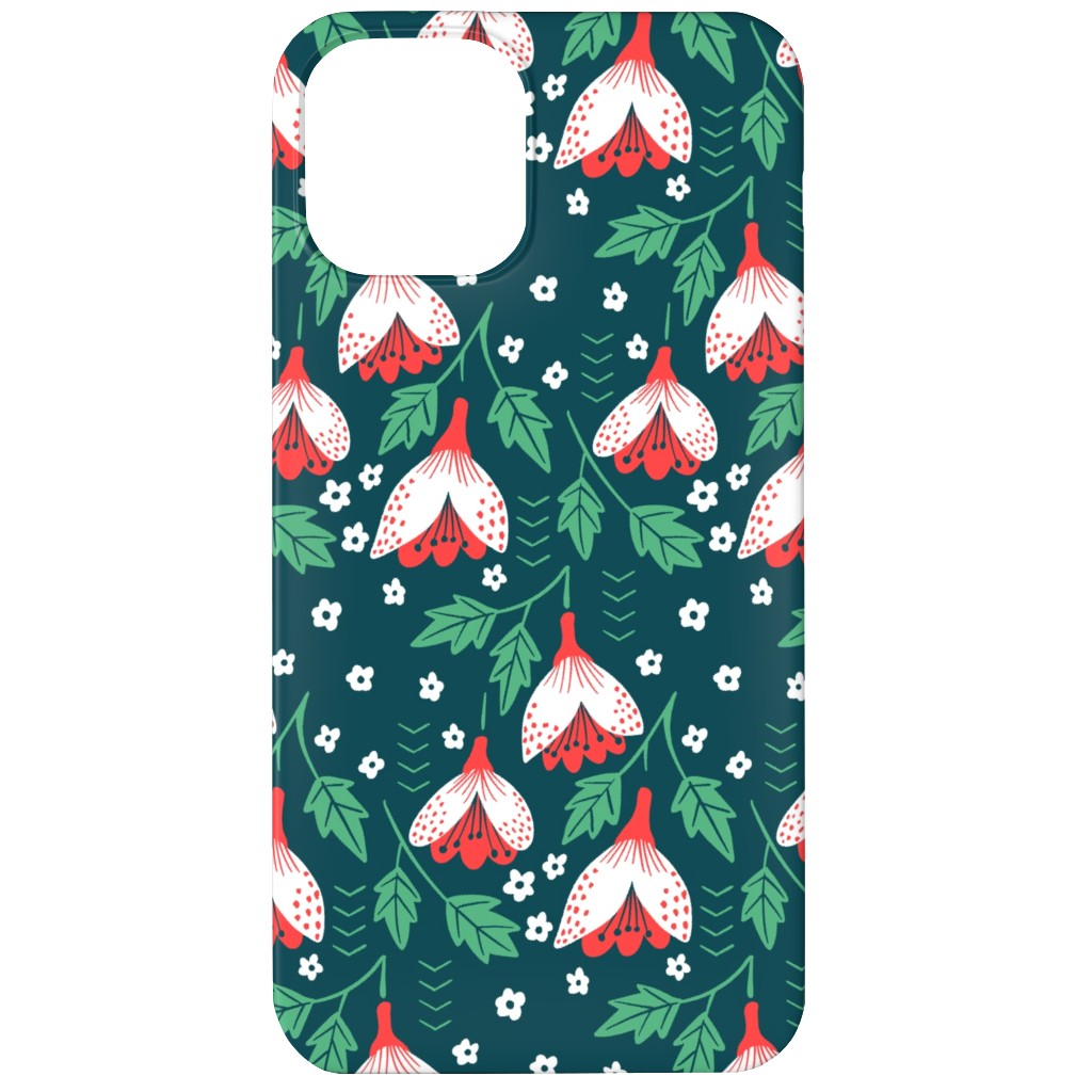 Christmas Flowers Phone Case, Silicone Liner Case, Matte, iPhone 11, Green