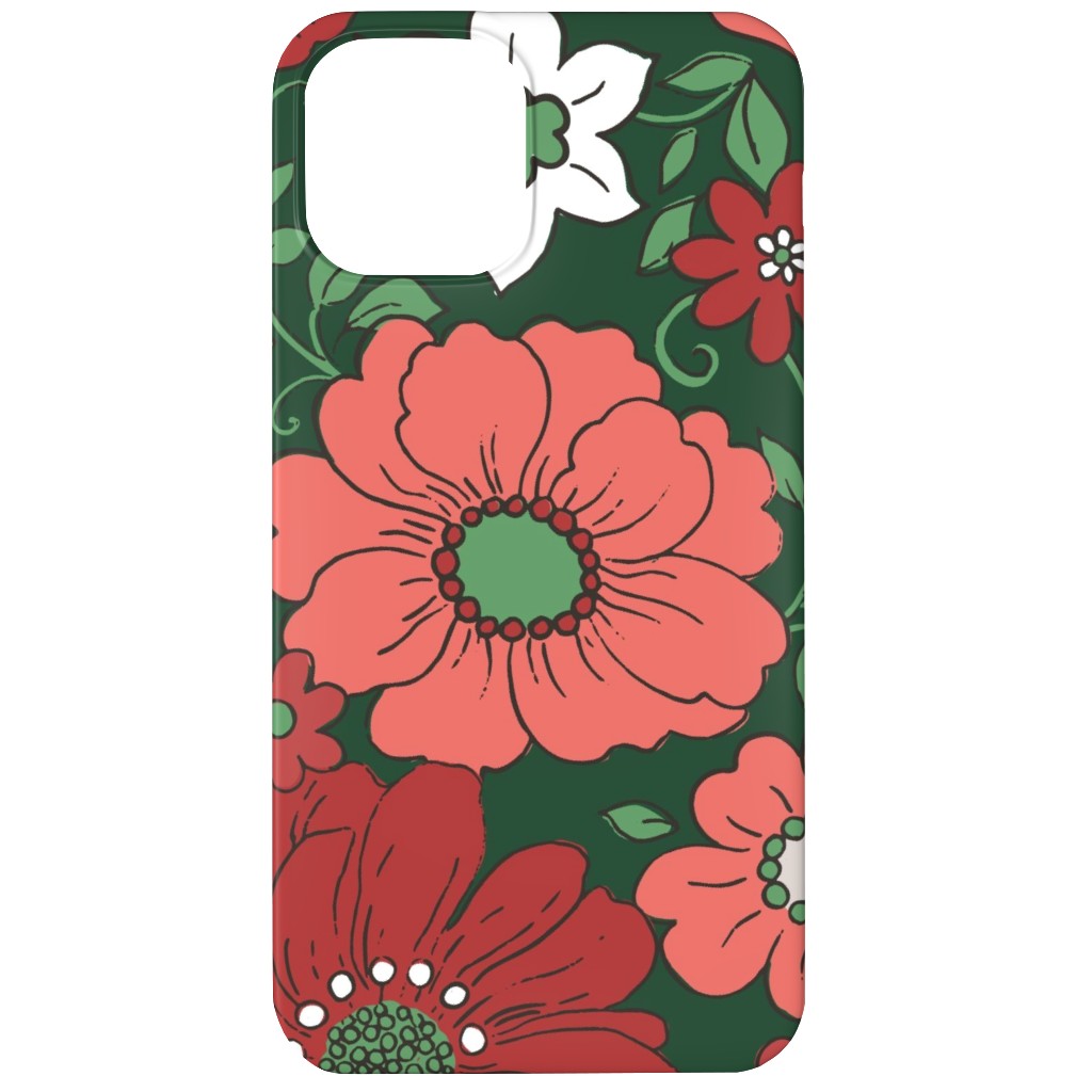 Camilla Retro Floral Christmas - Red and Green Phone Case, Slim Case, Matte, iPhone 11, Multicolor