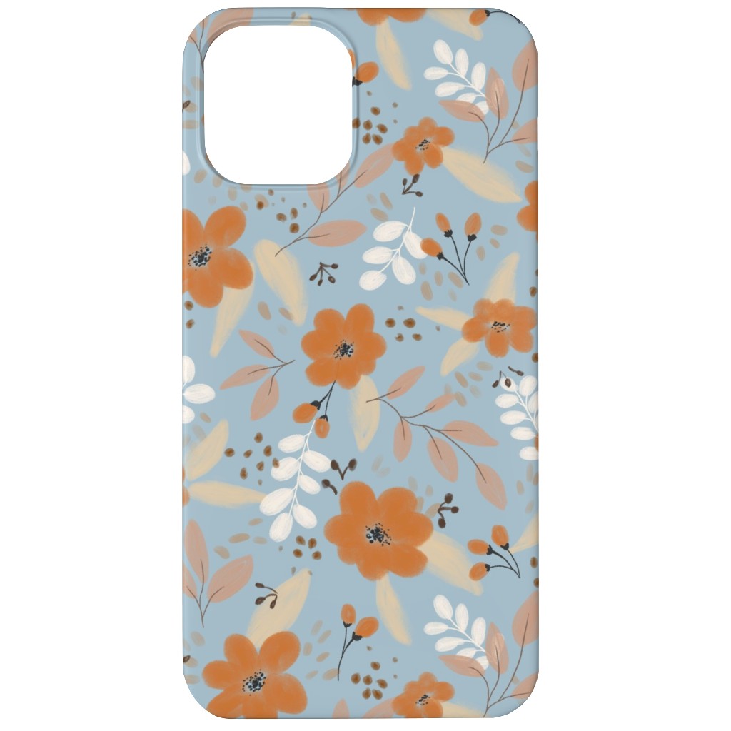 Florals in Fall Phone Case, Slim Case, Matte, iPhone 11, Blue, Cool Gray