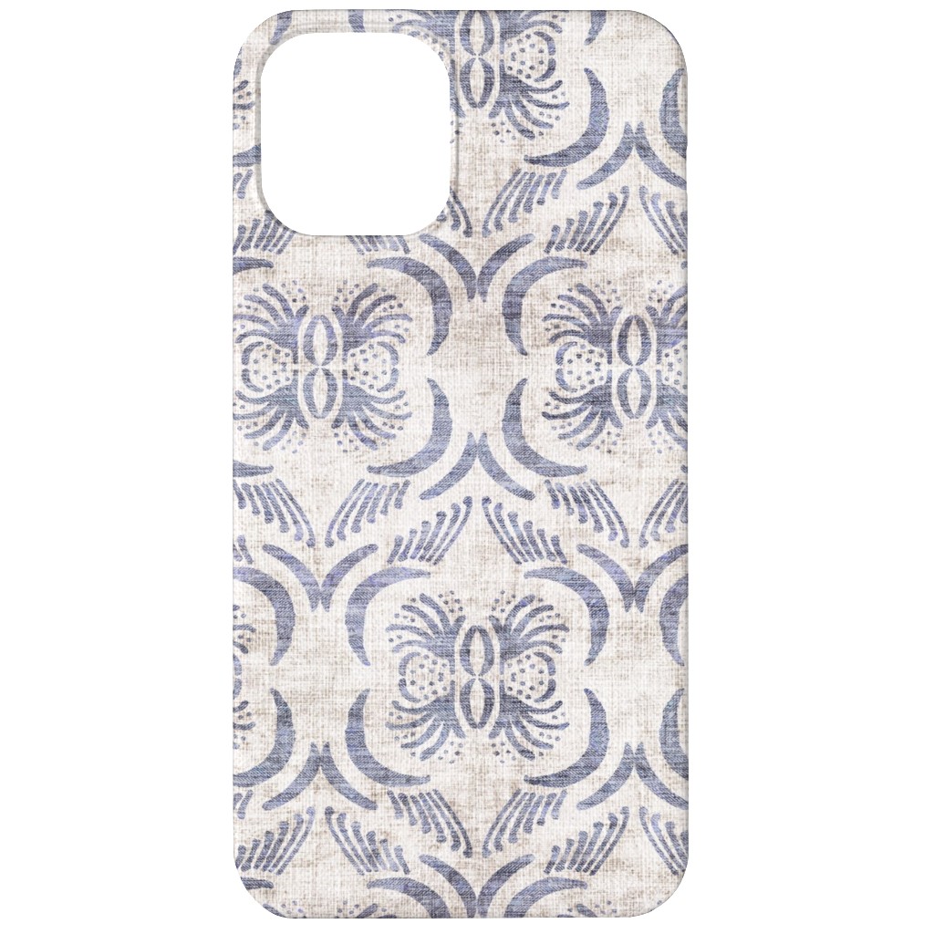 French Linen Geo Floral Phone Case, Slim Case, Matte, iPhone 11, Gray