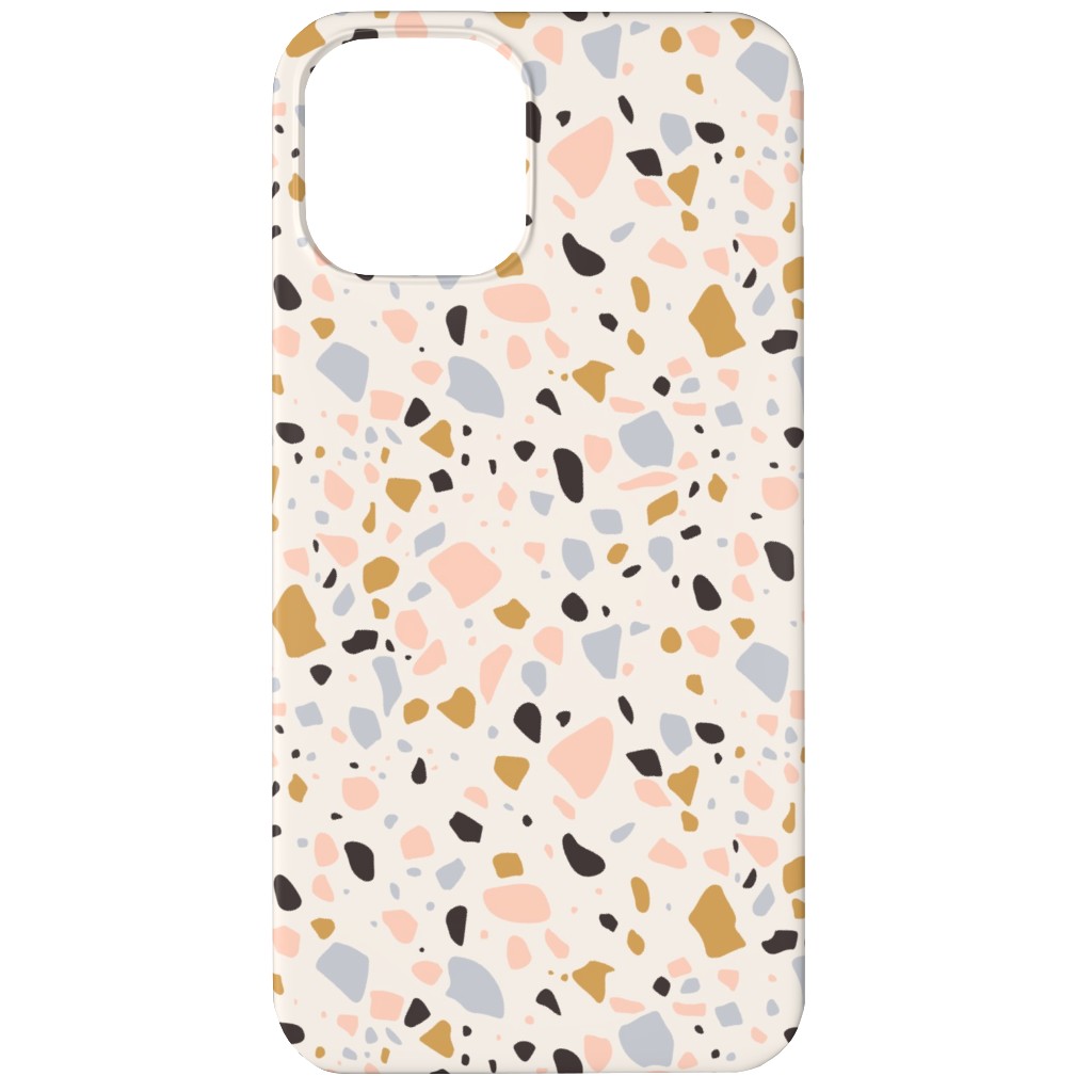 Terrazzo Coral - Gold Phone Case, Slim Case, Matte, iPhone 11, Beige