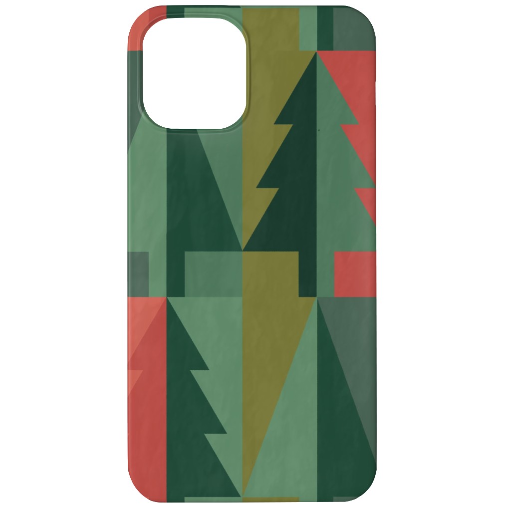 Geometric Forest - Red and Green Phone Case, Slim Case, Matte, iPhone 11, Green