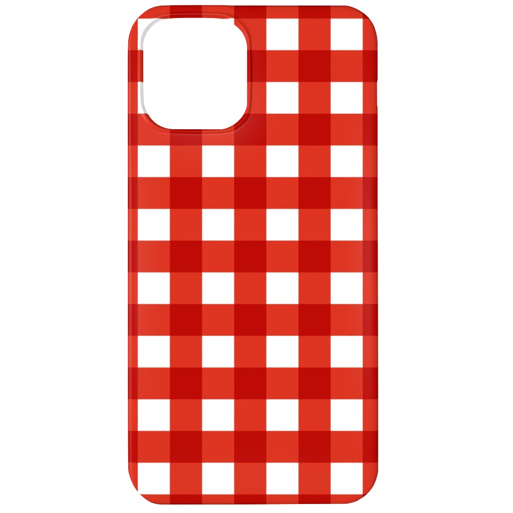 Gingham Plaid Check Phone Case, Slim Case, Matte, iPhone 11, Red, Red