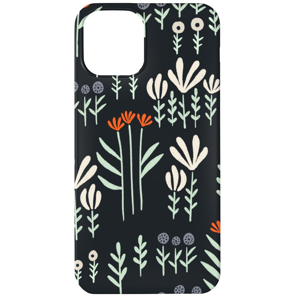 Delicate Floral - Orange and White Phone Case, Silicone Liner Case, Matte, iPhone 12 Mini, Black