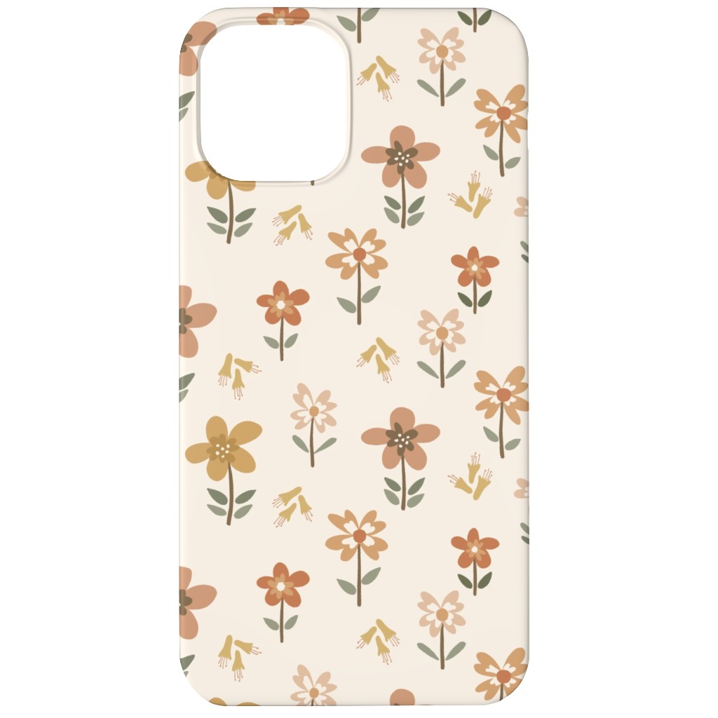Retro Park Wildflowers Phone Case, Silicone Liner Case, Matte, iPhone 12 Mini, Beige, Pearl