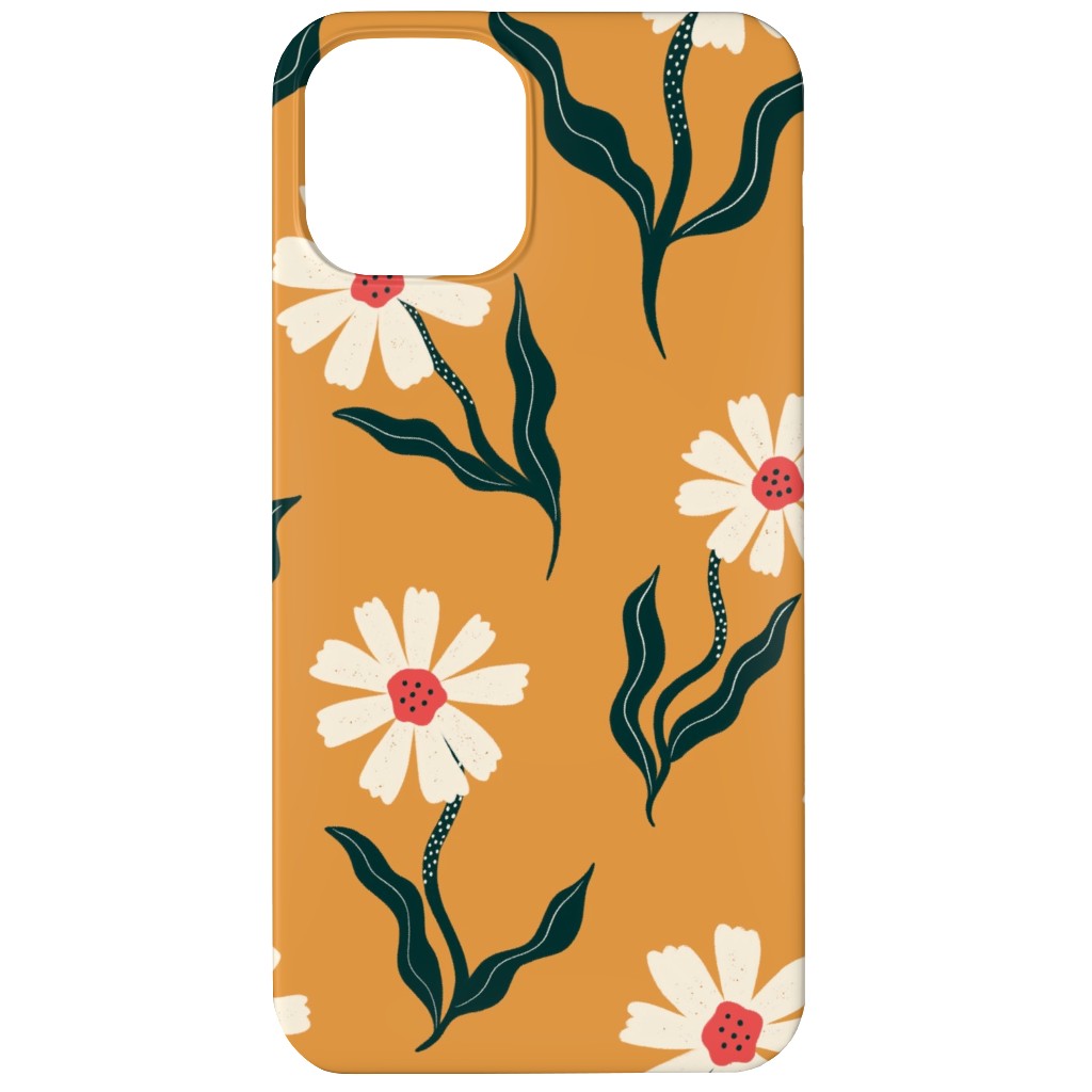 Flower Power - Orange Phone Case, Silicone Liner Case, Matte, iPhone 12 Mini, Yellow