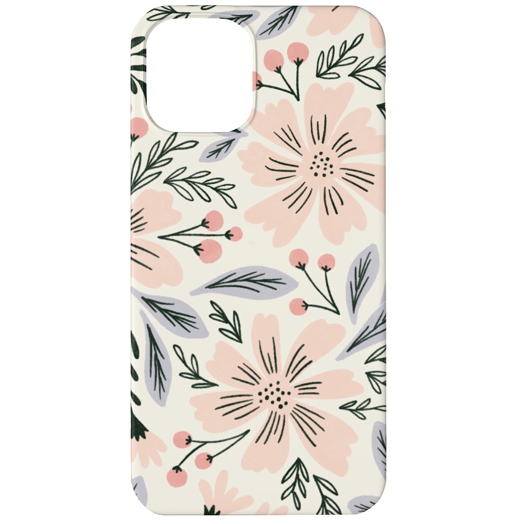 Flora - Pink Phone Case, Silicone Liner Case, Matte, iPhone 12 Mini, Pink