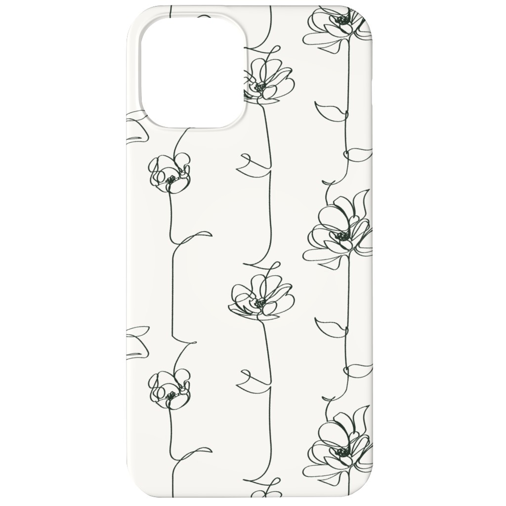 One Line Floral - Light Phone Case, Silicone Liner Case, Matte, iPhone 12 Mini, White, White
