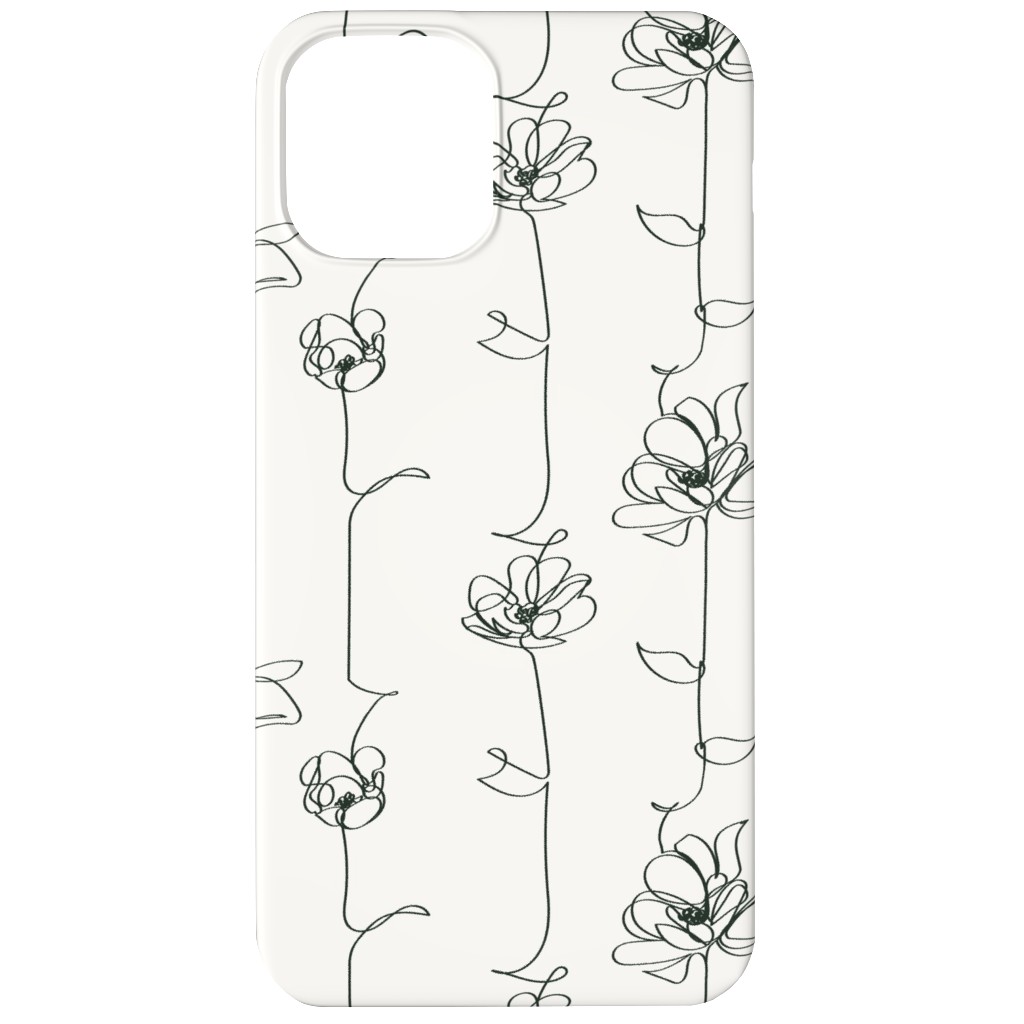 One Line Floral - Light Phone Case, Silicone Liner Case, Matte, iPhone 12 Mini, White