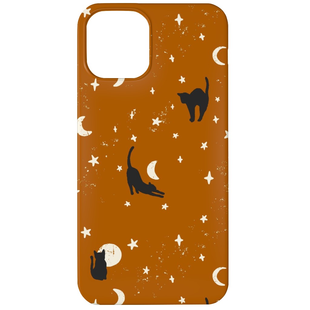 Black Cats - Burnt Orange Phone Case, Silicone Liner Case, Matte, iPhone 12 Mini, Orange