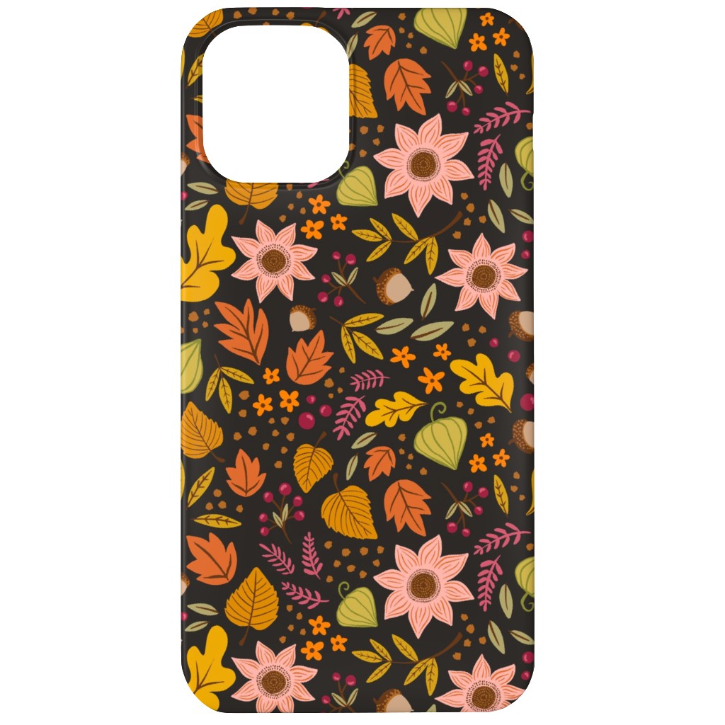 Autumn Floral - Dark Phone Case, Silicone Liner Case, Matte, iPhone 12 Mini, Multicolor