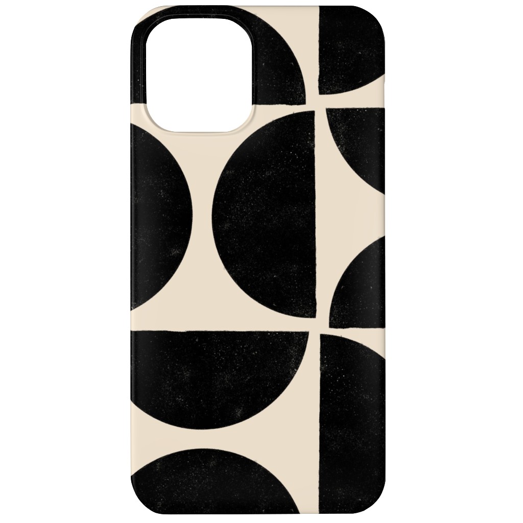 Half Moons - Black and Cream Phone Case, Silicone Liner Case, Matte, iPhone 12 Mini, Beige, Pearl