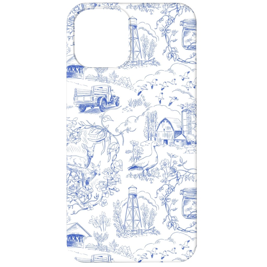 Country Living Toile - Blue Phone Case, Silicone Liner Case, Matte, iPhone 12 Mini, Blue, True Blue