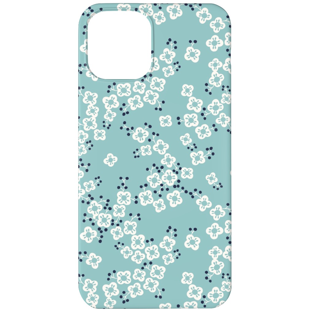 Japanese Blossom - Blue Phone Case, Silicone Liner Case, Matte, iPhone 12 Mini, Blue, True Blue