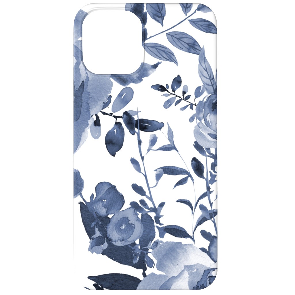 Blue and White Florals - Indigo Phone Case, Silicone Liner Case, Matte, iPhone 12 Mini, Blue, True Blue