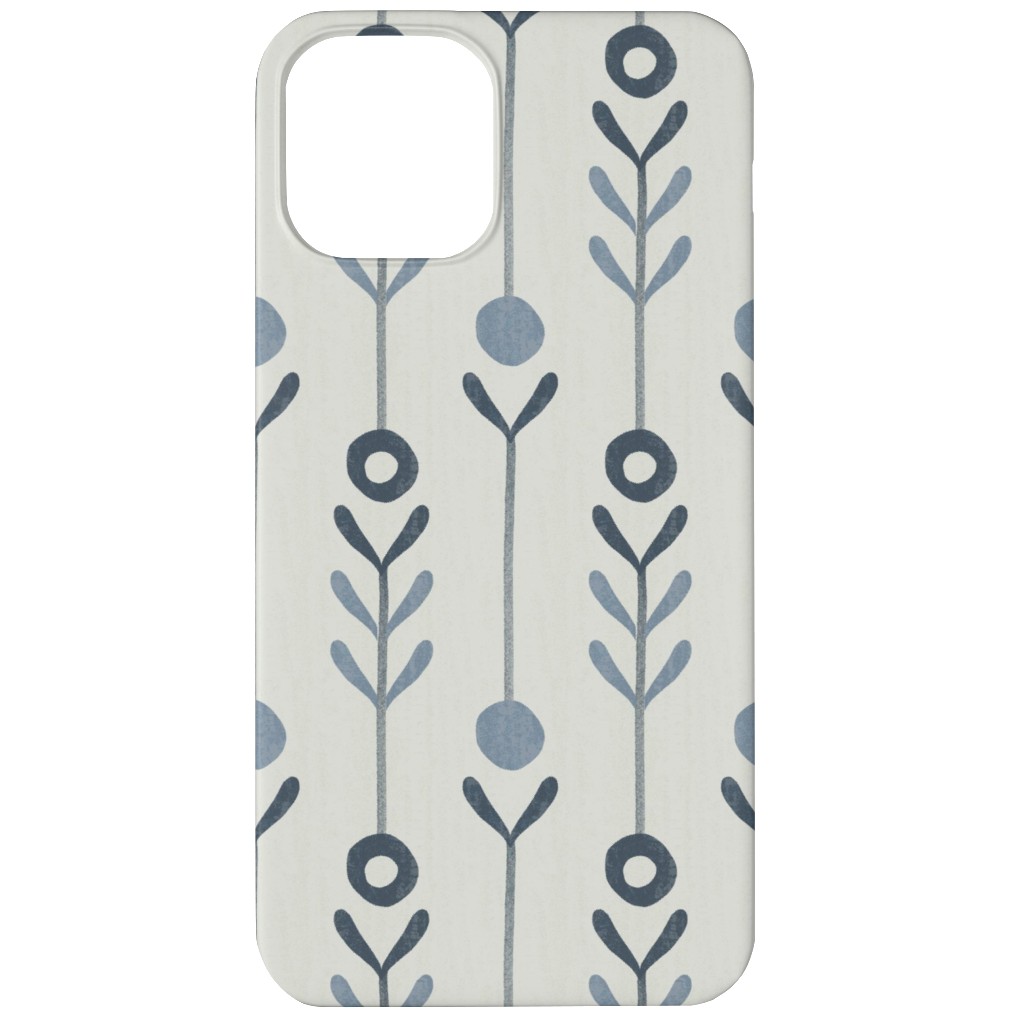 Farmhouse Flowers - Line Art Phone Case, Silicone Liner Case, Matte, iPhone 12 Mini, Blue, True Blue