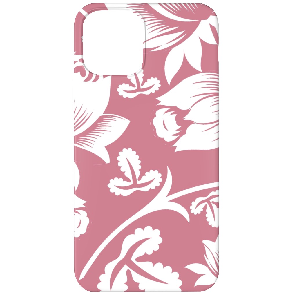 Lovely Rose Flower - Pink and White Phone Case, Silicone Liner Case, Matte, iPhone 12 Mini, Pink, Bright Pink