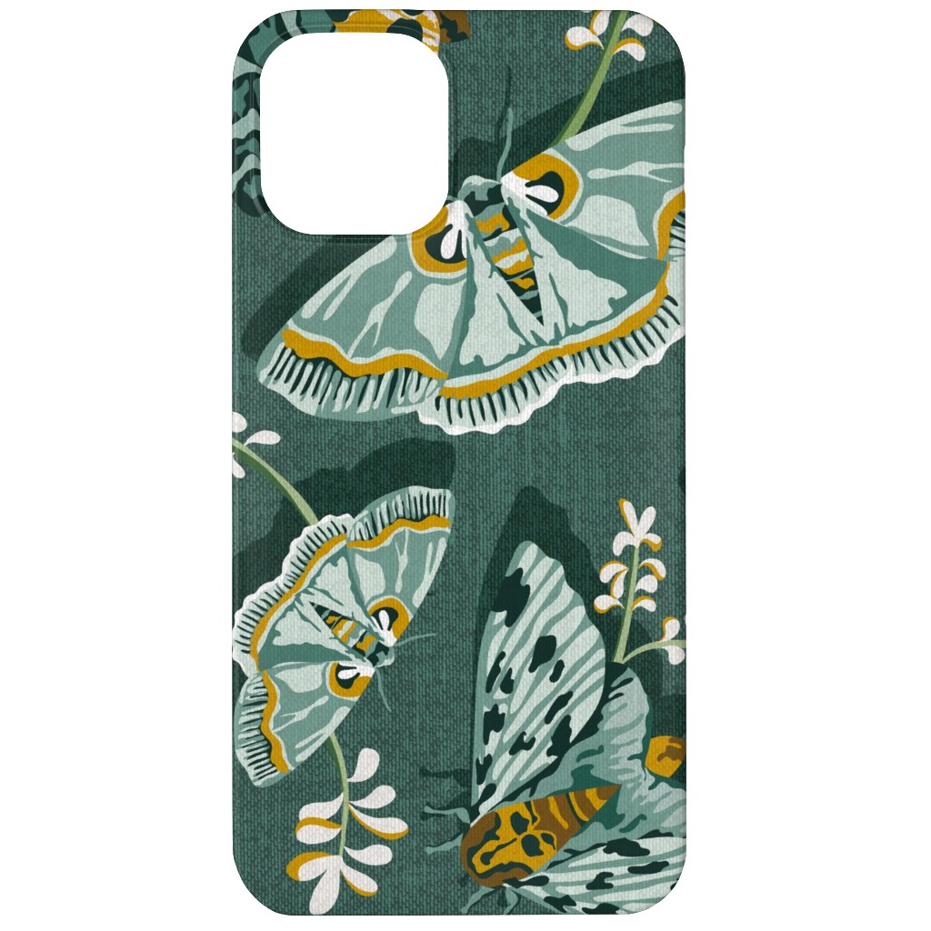 Gathering Moths - Green Phone Case, Silicone Liner Case, Matte, iPhone 12 Mini, Green