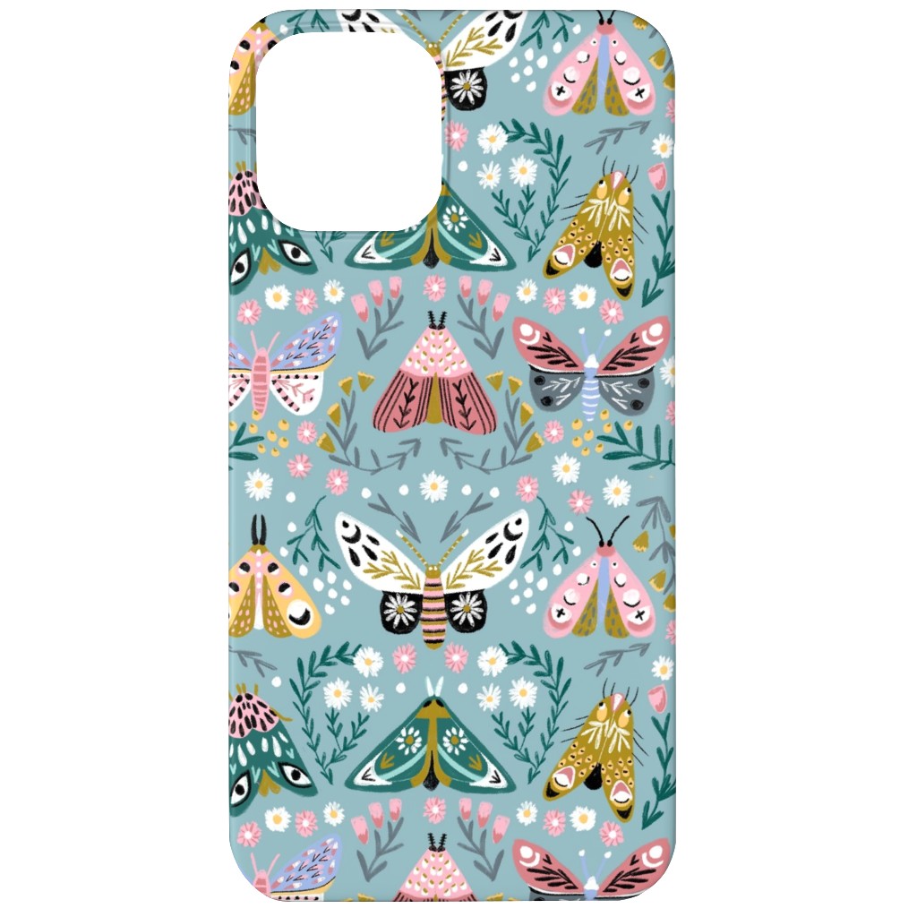 Spring Floral and Butterflies - Blue Phone Case, Silicone Liner Case, Matte, iPhone 12 Mini, Multicolor