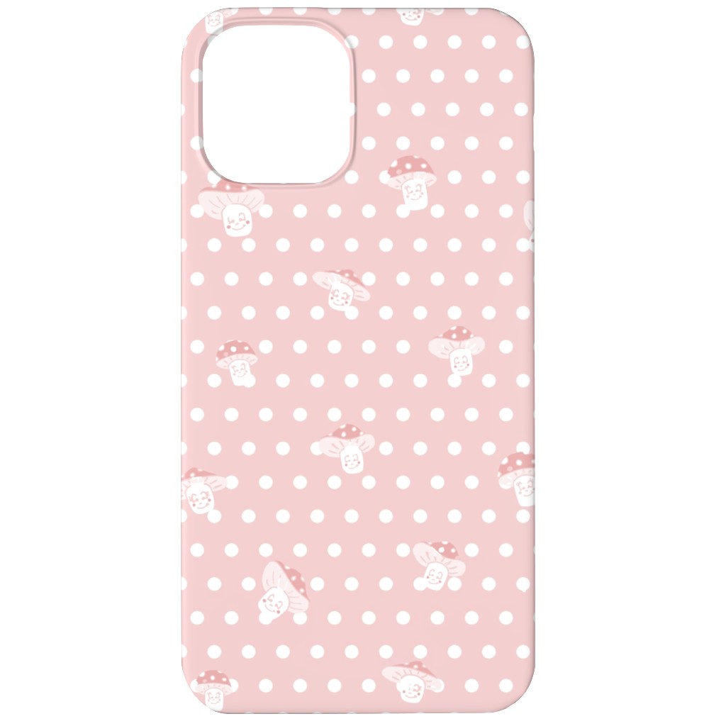 Mushroom and Dots - Pink Phone Case, Slim Case, Matte, iPhone 12 Mini, Pink, Bright Pink