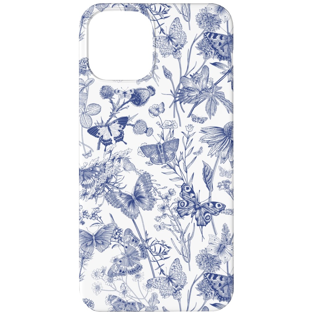 Butterflies and Wild Flowers Phone Case, Slim Case, Matte, iPhone 12 Mini, Blue, True Blue