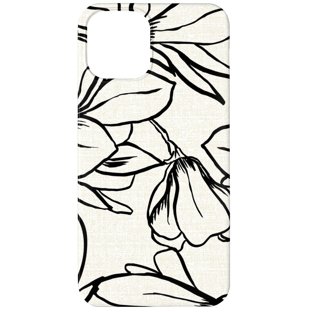 Magnolia Garden - Textured - White & Black Phone Case, Slim Case, Matte, iPhone 12 Mini, Beige, Pearl