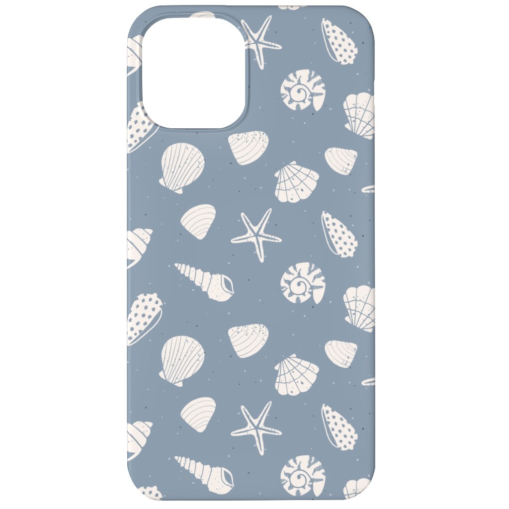 Seashells Summer Beach - Dusty Blue Phone Case, Slim Case, Matte, iPhone 12 Mini, Blue, True Blue