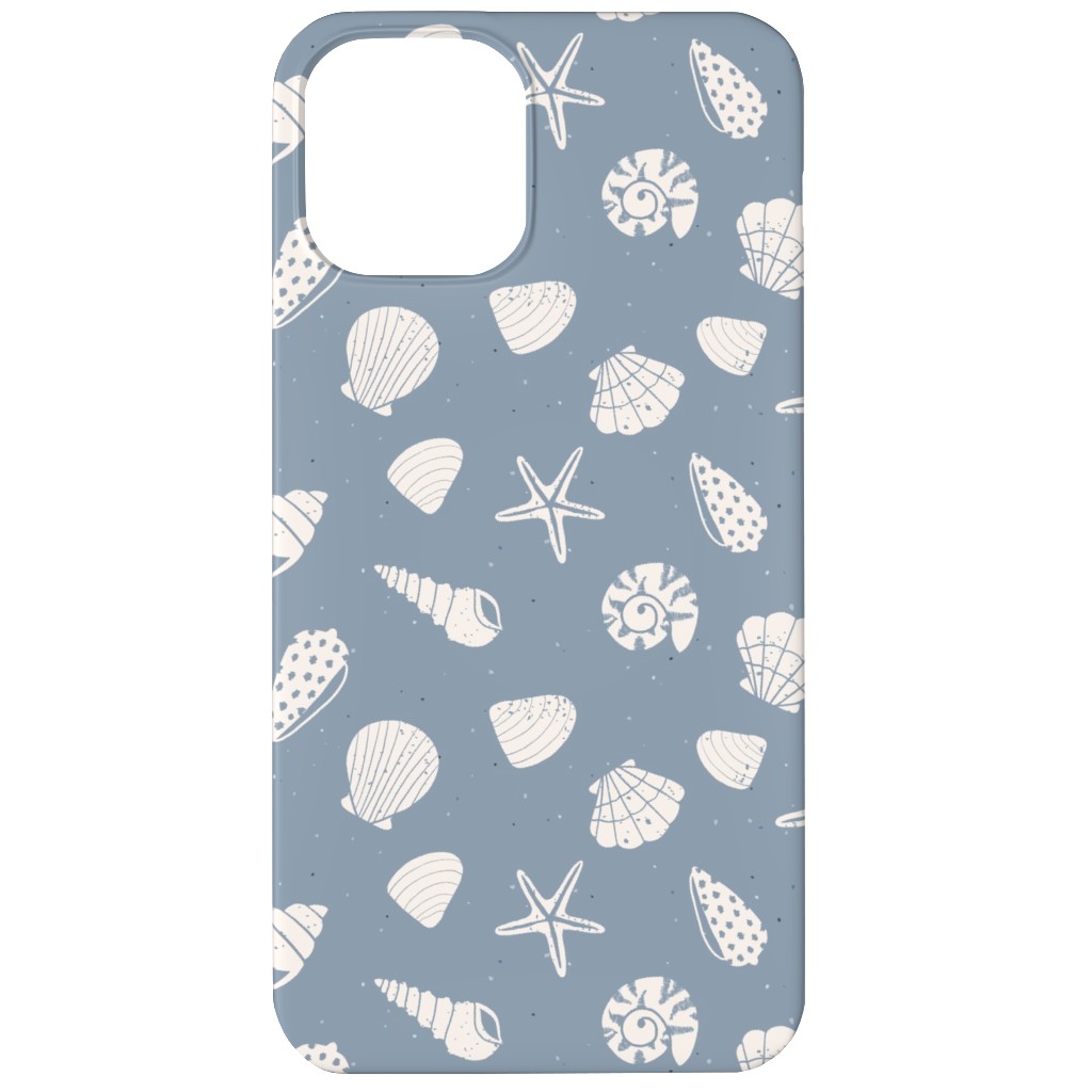 Seashells Summer Beach - Dusty Blue Phone Case, Slim Case, Matte, iPhone 12 Mini, Blue