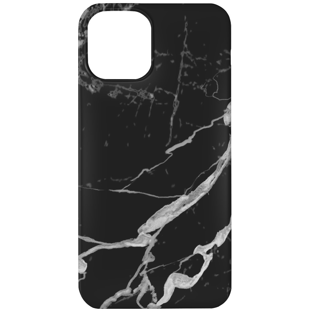 Faux Marble - Black Phone Case, Slim Case, Matte, iPhone 12 Mini, Black, Black